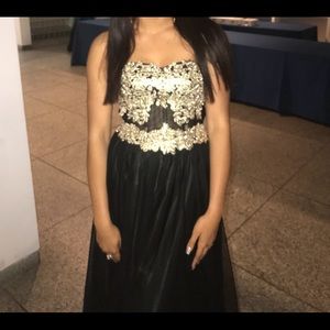 Black and gold prom ball homecoming dress